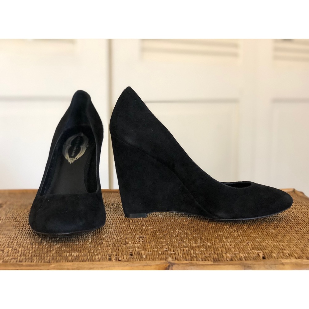 Black Suede Wedge Heels